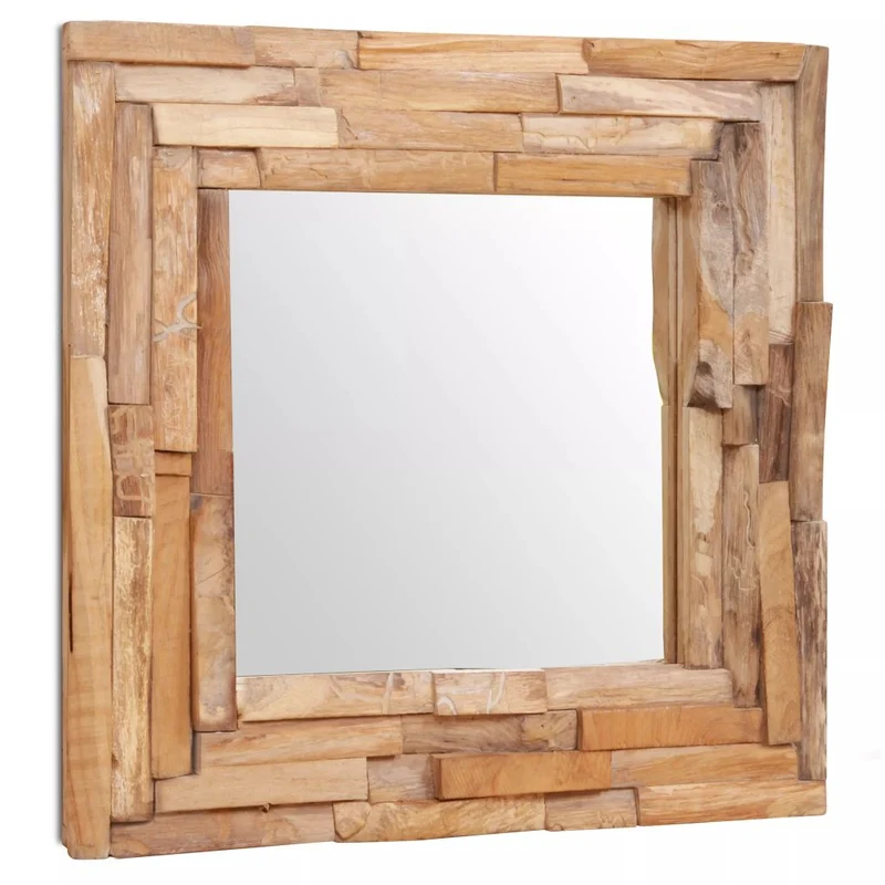 Miroir décoratif carré Teck marron 60 x 60 cm DEC022671