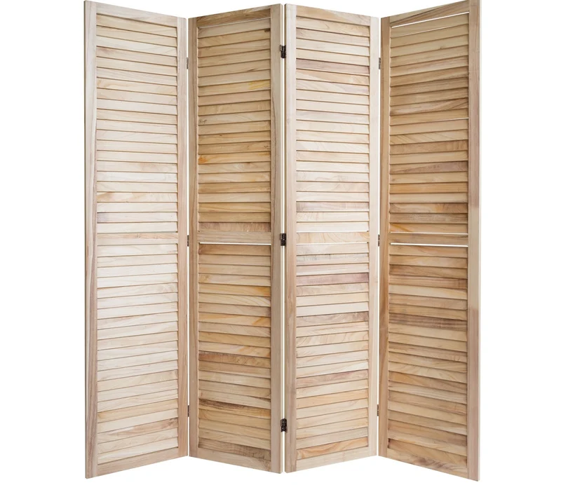 Paravent 4 panneaux en bois pliable 160x170 cm PAR06065
