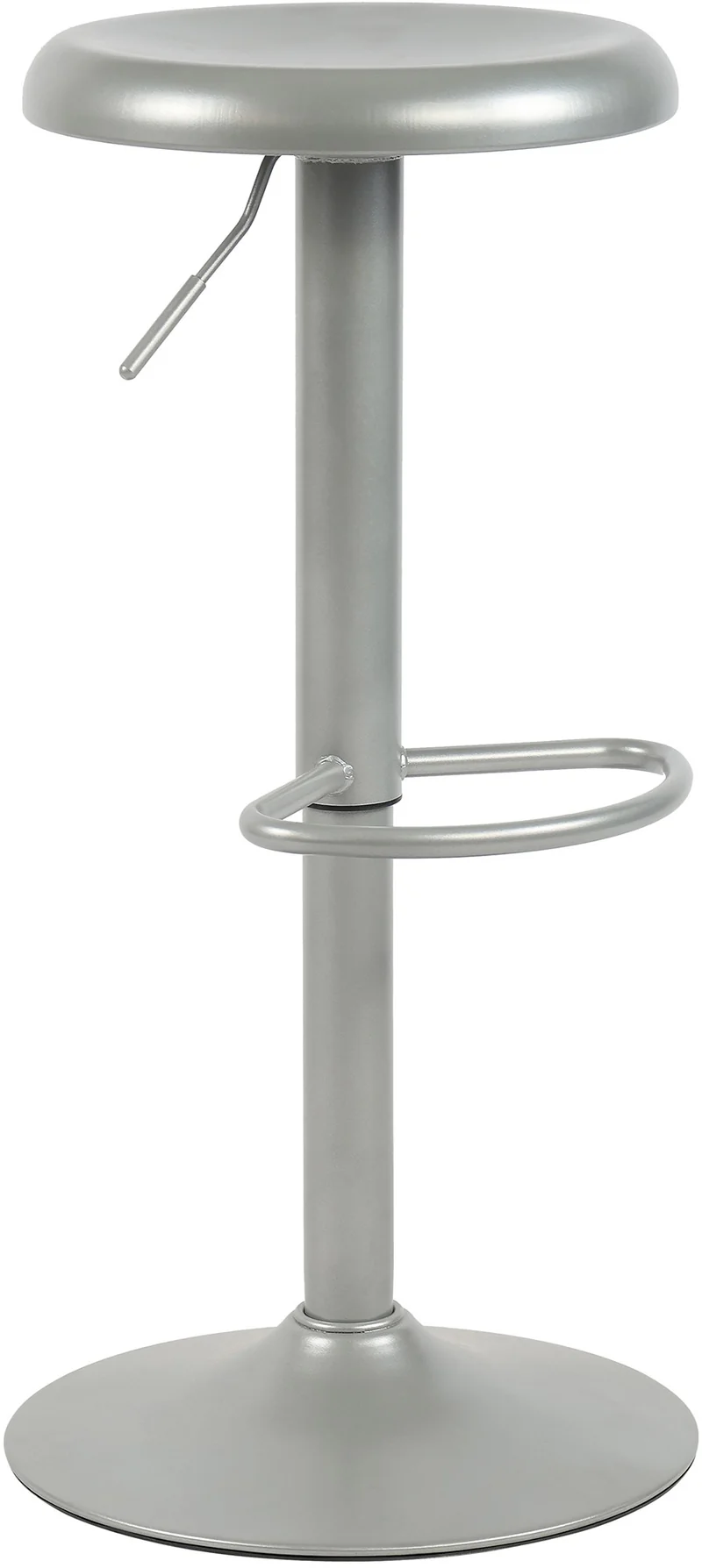 Tabouret de bar x1 hauteur réglable avec repose-pieds design moderne en métal argenté 10_0005778
