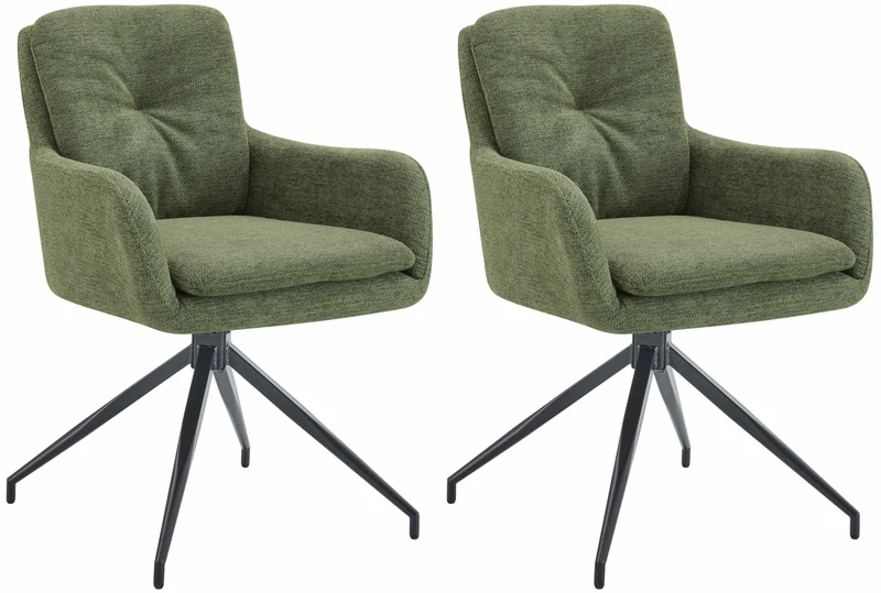 Lot de 2 chaises de salle à manger fonction pivotante confortable et moderne en tissu vert cadre métal 10_0005890