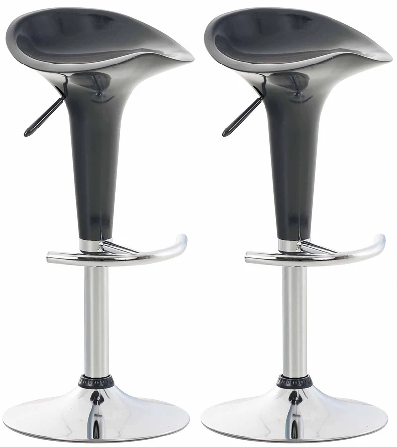 Lot de 2 tabourets de bar design gris pivotant et hauteur réglable TDB10035