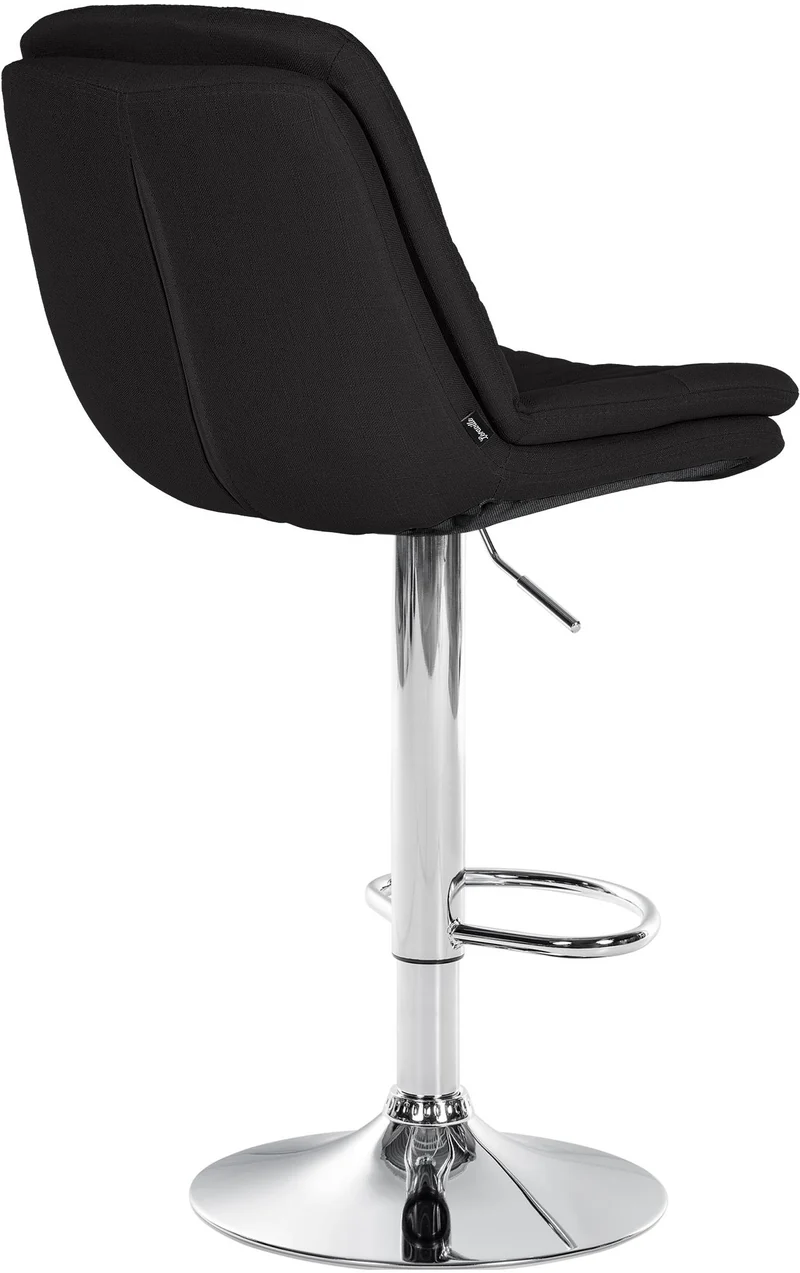 Tabouret chaise haute x1 pour cuisine et bar à assise moelleuse en tissu noir cadre en métal chromé 10_0005984