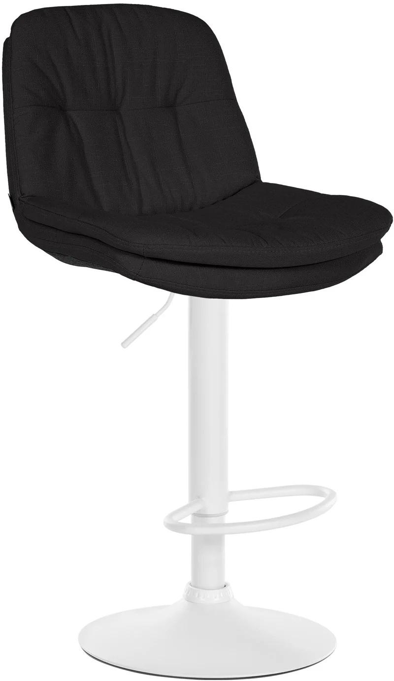 Tabouret chaise haute x1 pour cuisine et bar à assise moelleuse en tissu noir cadre en métal blanc 10_0005982