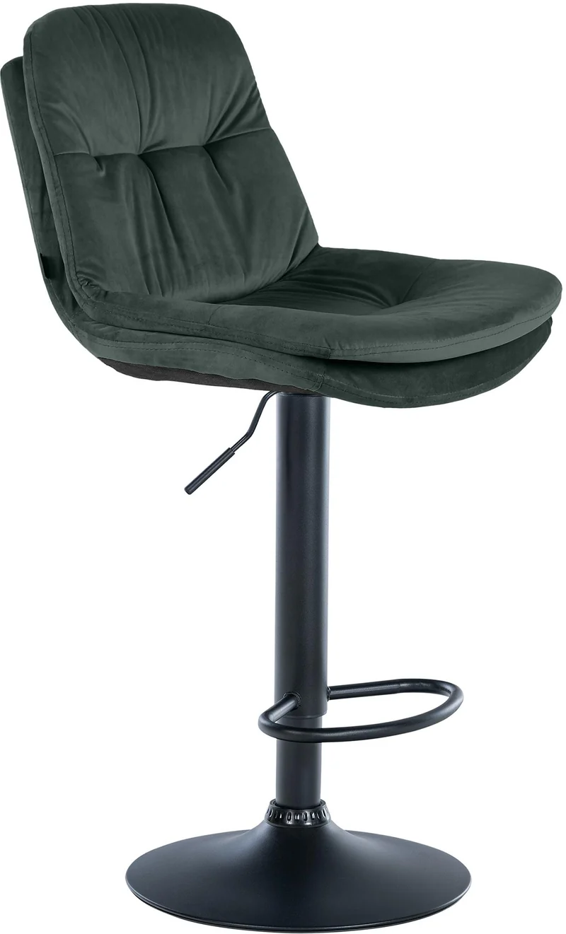 Tabouret chaise haute x1 pour cuisine et bar à assise moelleuse en velours vert cadre en métal noir 10_0005876
