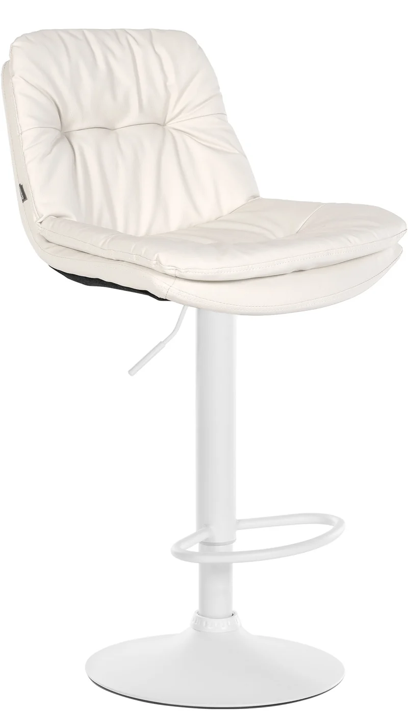 Tabouret chaise haute x1 pour cuisine et bar à assise moelleuse en similicuir blanc foncé cadre en métal blanc 10_0005801