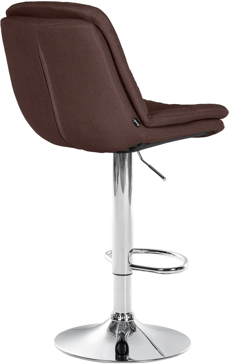 Tabouret chaise haute x1 pour cuisine et bar à assise moelleuse en tissu marron cadre en métal chromé 10_0005792