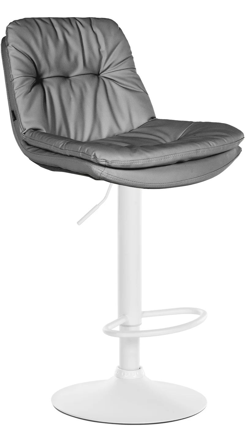 Tabouret chaise haute x1 pour cuisine et bar à assise moelleuse en similicuir gris cadre en métal blanc 10_0005704