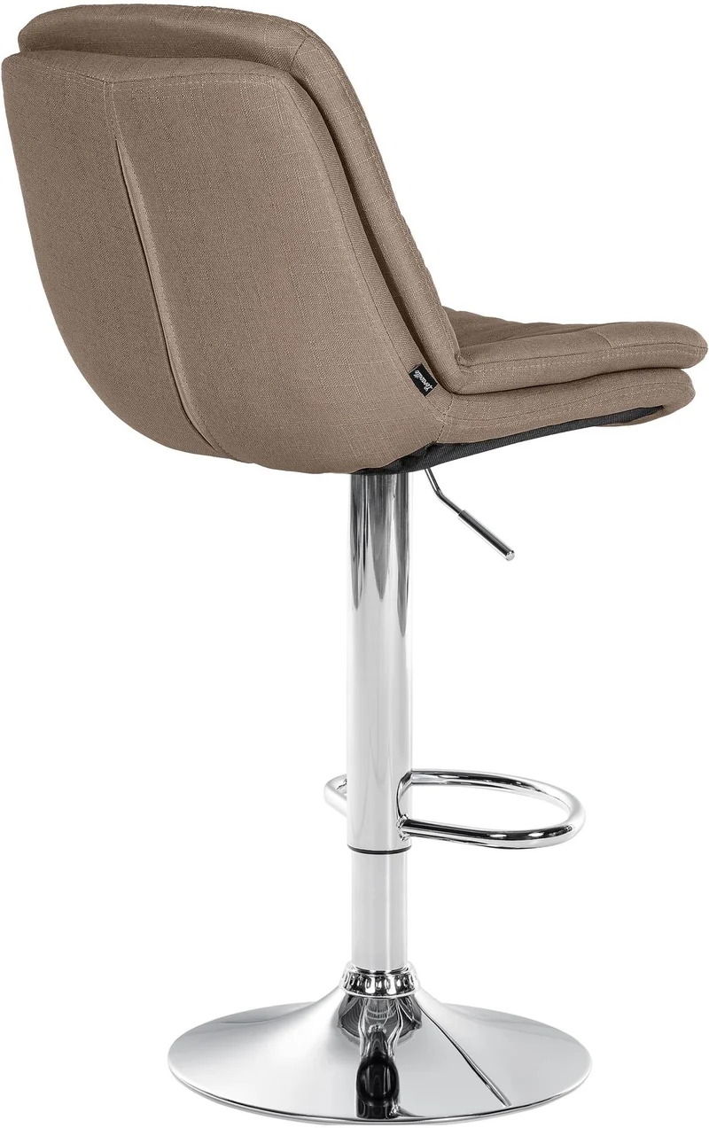 Tabouret chaise haute x1 pour cuisine et bar à assise moelleuse en tissu taupe cadre en métal chromé 10_0005700