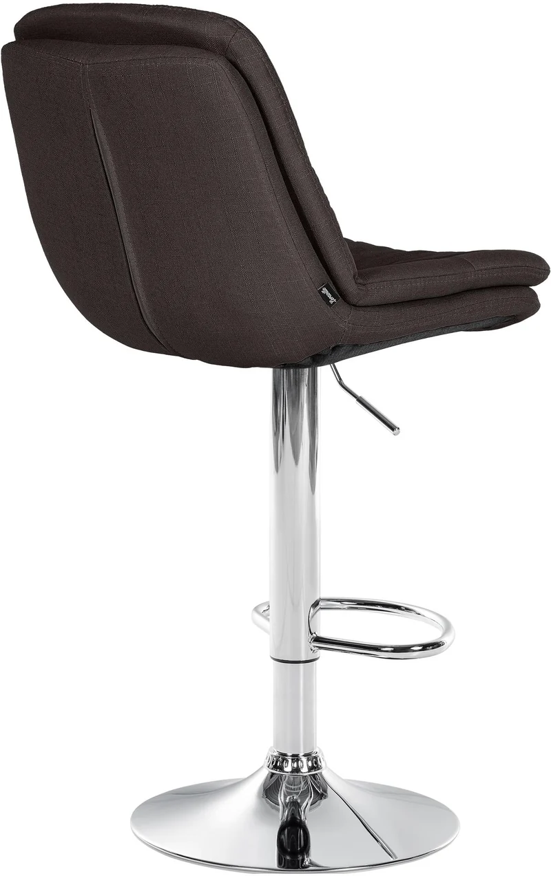 Tabouret chaise haute x1 pour cuisine et bar à assise moelleuse en tissu gris foncé cadre en métal chromé 10_0005699