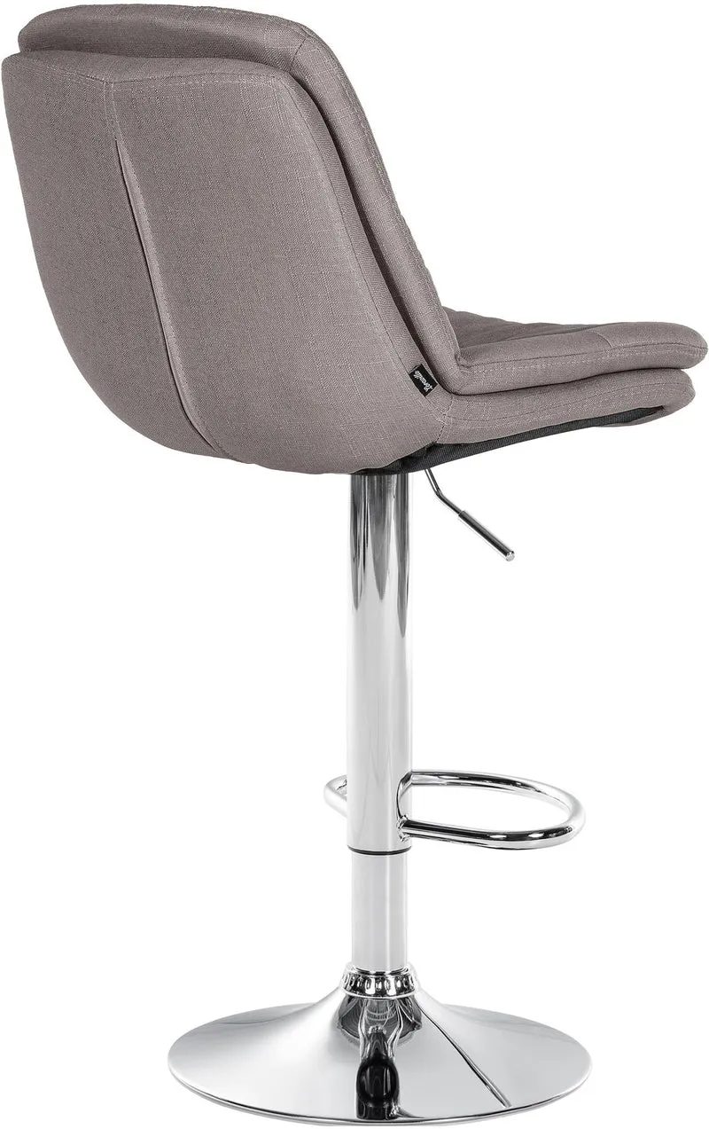 Tabouret chaise haute x1 pour cuisine et bar à assise moelleuse en tissu gris cadre en métal chromé 10_0005698