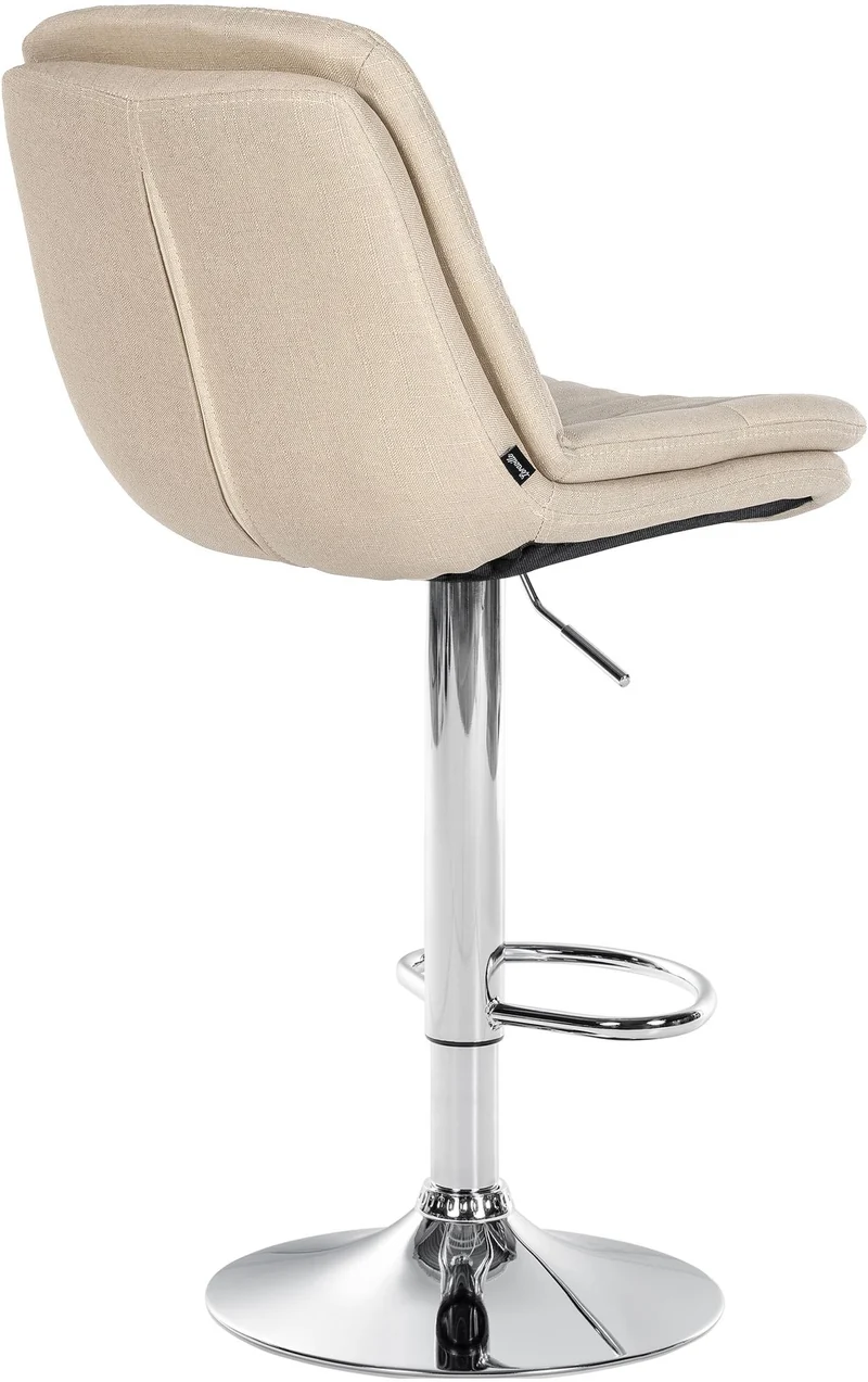 Tabouret chaise haute x1 pour cuisine et bar à assise moelleuse en tissu crème cadre en métal chromé 10_0005697