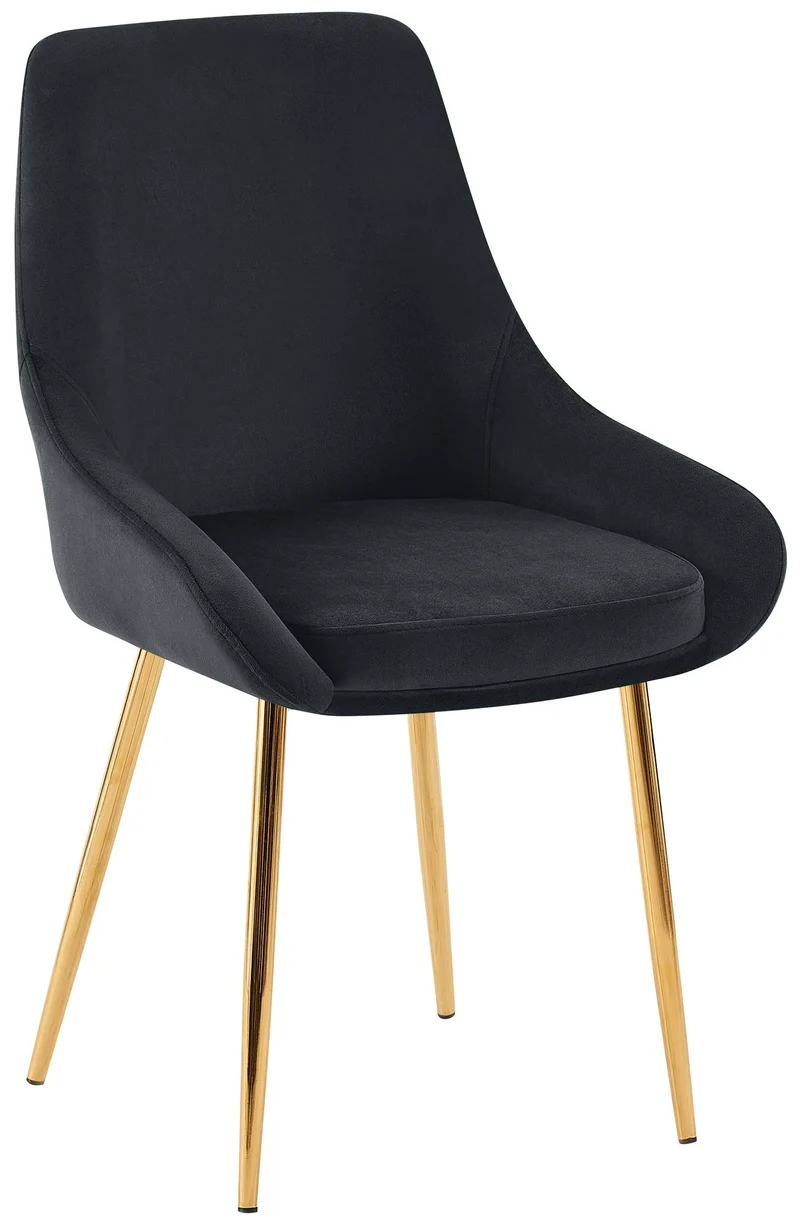 Chaise de salle à manger élégance confort design moderne en velours noir structure métallique doré 10_0007146