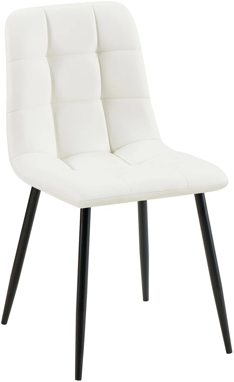 Chaise de salle à manger x1 moderne et confort en similicuir blanc coutures carrées cadre métal 10_0007140