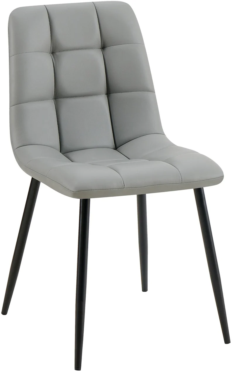 Chaise de salle à manger x1 moderne et confort en similicuir gris clair coutures carrées cadre métal 10_0007138