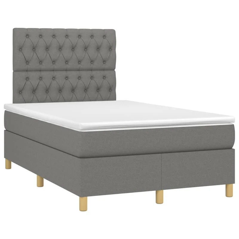 Cadre de lit LED avec sommier tête de lit matelas 120x200 cm tissu gris foncé TDL0208411