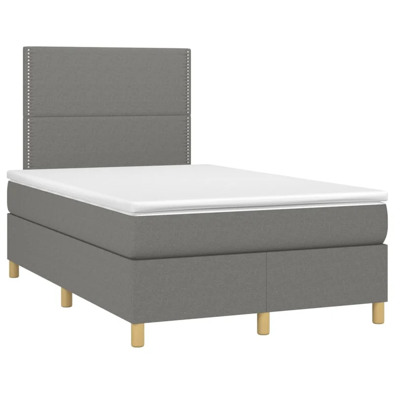 Cadre de lit LED avec sommier tête de lit matelas 120x200 cm tissu gris foncé TDL0208403