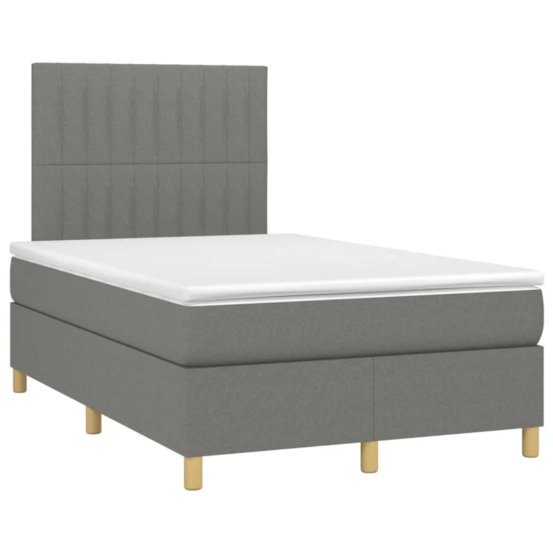 Cadre de lit LED avec sommier tête de lit matelas 120x200 cm tissu gris foncé TDL0208404