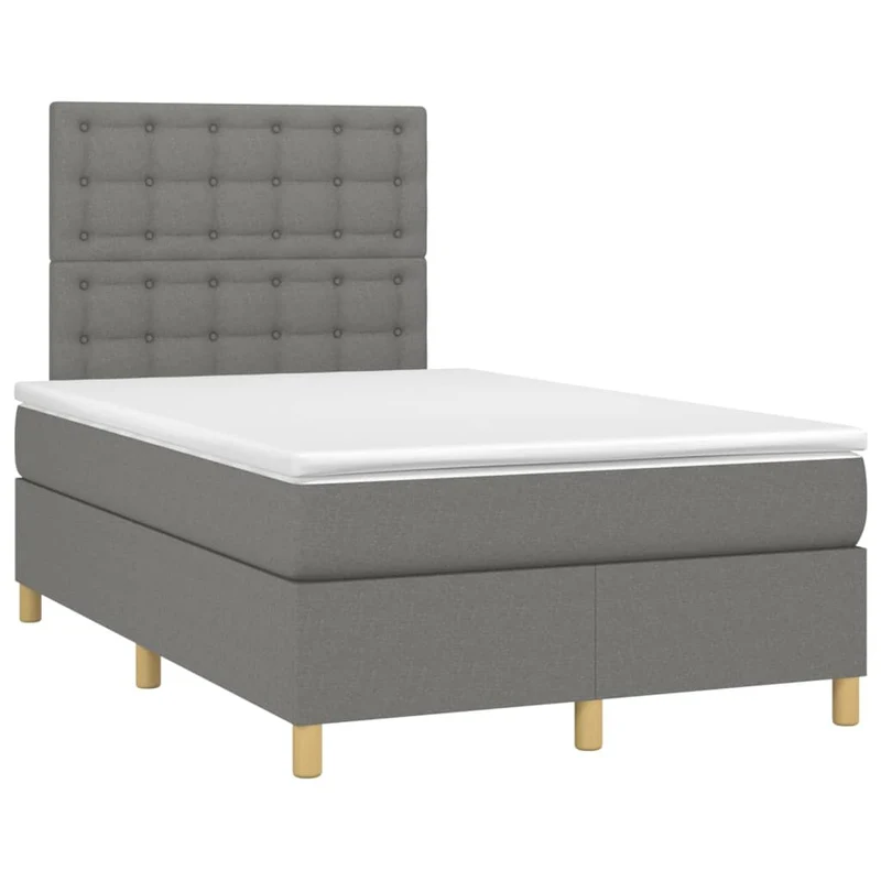 Cadre de lit LED avec sommier tête de lit matelas 120x200 cm tissu gris foncé TDL0208398