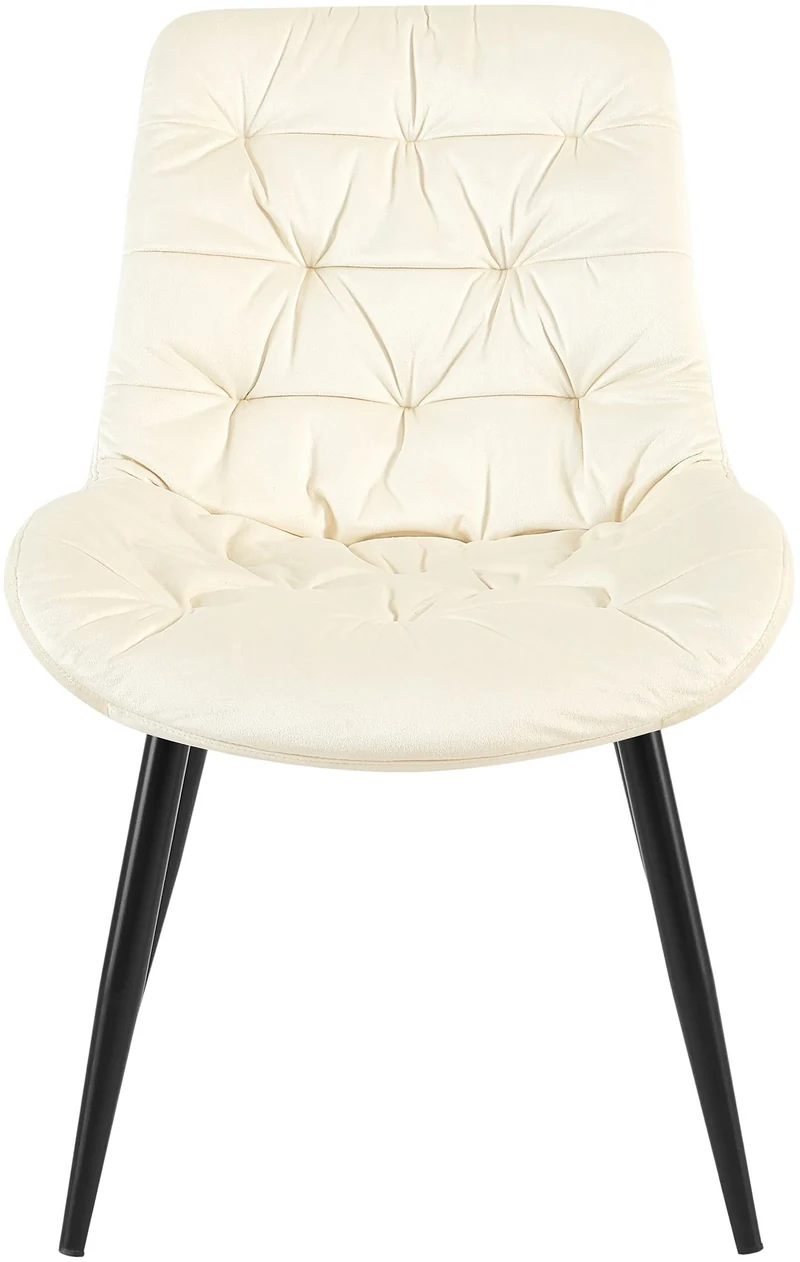 Chaise de salle à manger x1 en velours crème cadre en métal noir confort & élégance intemporelle 10_0007224