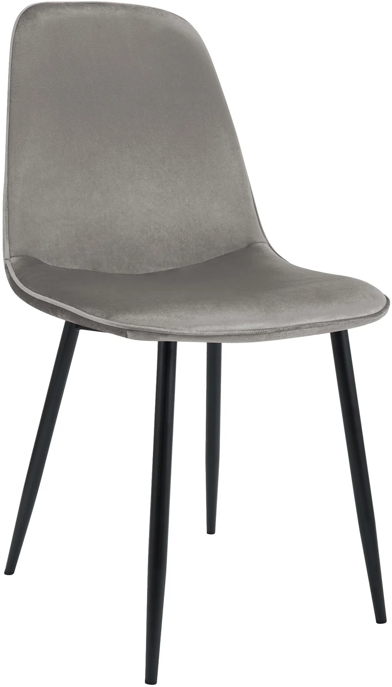 Chaise de salle à manger cuisine x1 design moderne en velours gris clair cadre en métal noir 10_0007219