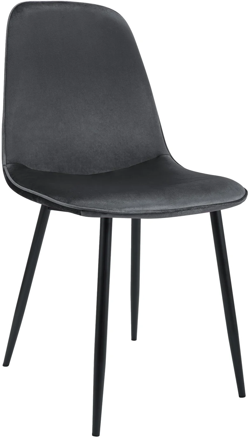 Chaise de salle à manger cuisine x1 design moderne en velours gris foncé cadre en métal noir 10_0007216