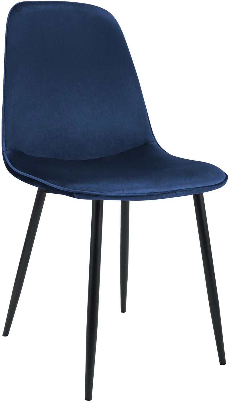 Chaise de salle à manger cuisine x1 design moderne en velours bleu foncé cadre en métal noir 10_0007215