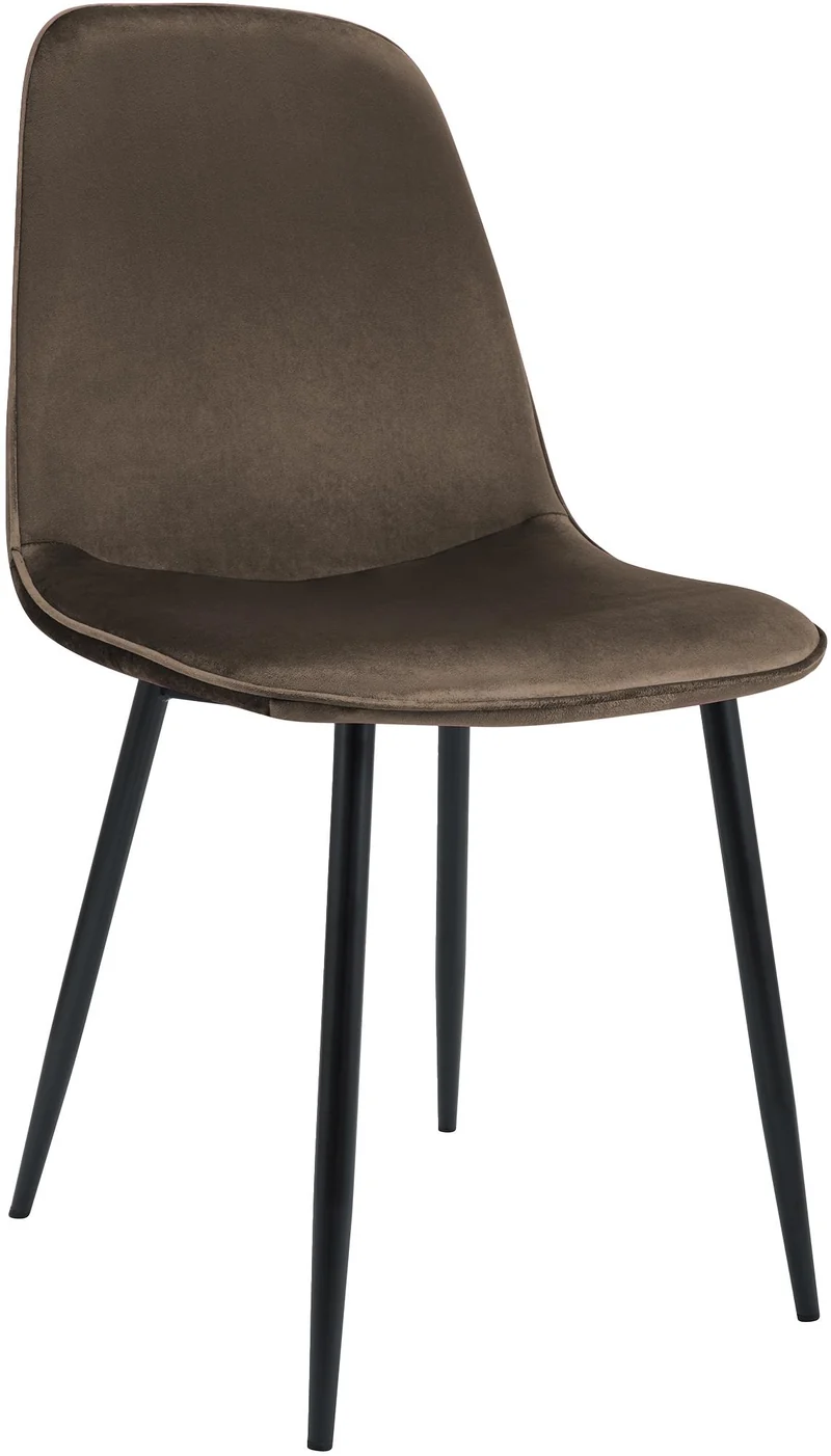 Chaise de salle à manger cuisine x1 design moderne en velours marron cadre en métal noir 10_0007213