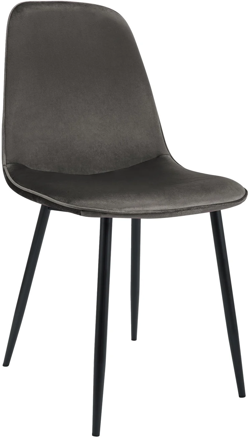 Chaise de salle à manger cuisine x1 design moderne en velours anthracite cadre en métal noir 10_0007212