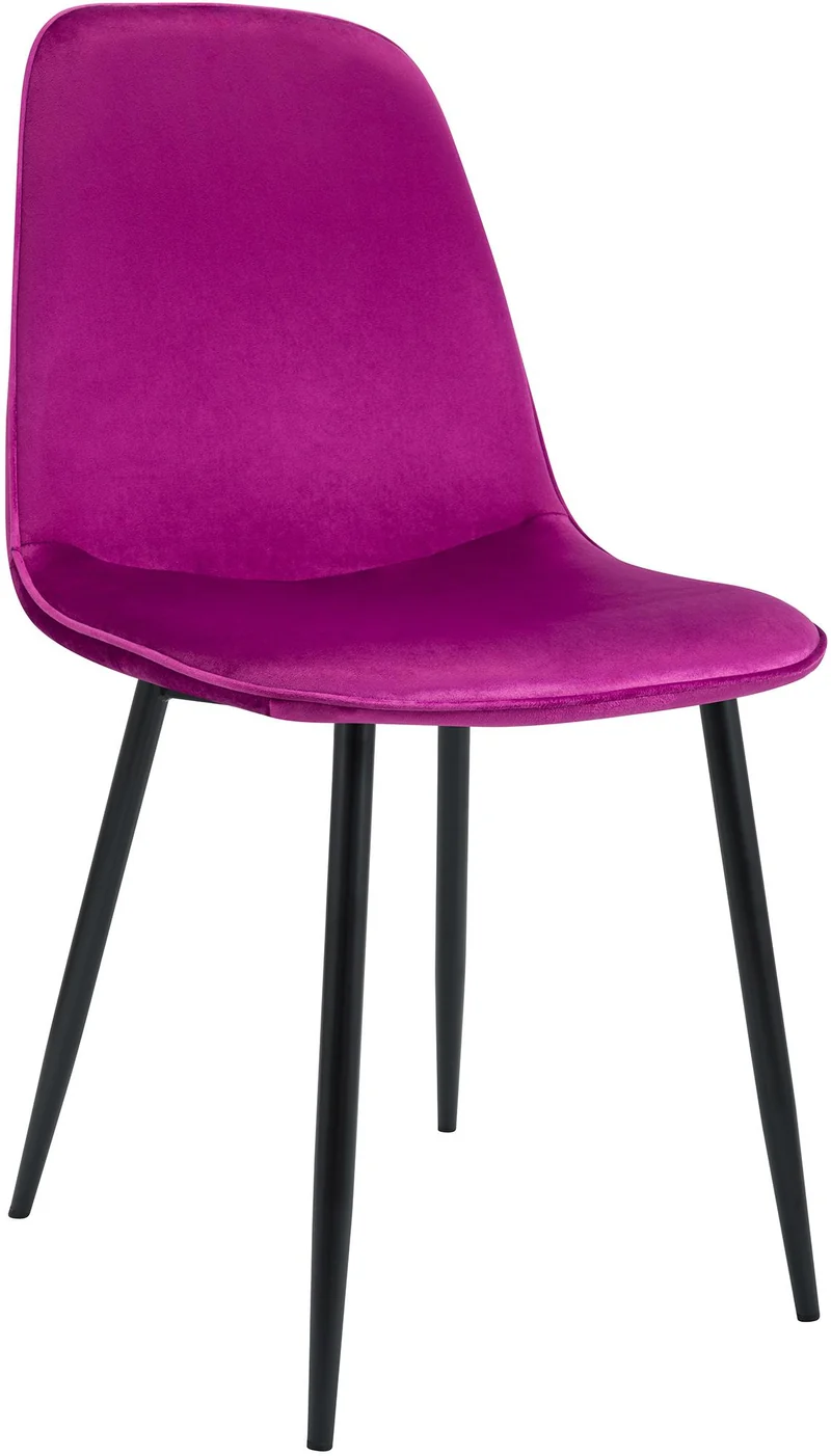 Chaise de salle à manger cuisine x1 design moderne en velours violet cadre en métal noir 10_0007210