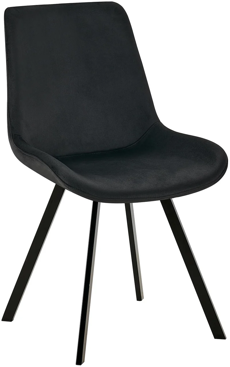 Chaise de salle à manger x1 pivotant à 360 degrés en velours noir cadre en métal noir 10_0007207