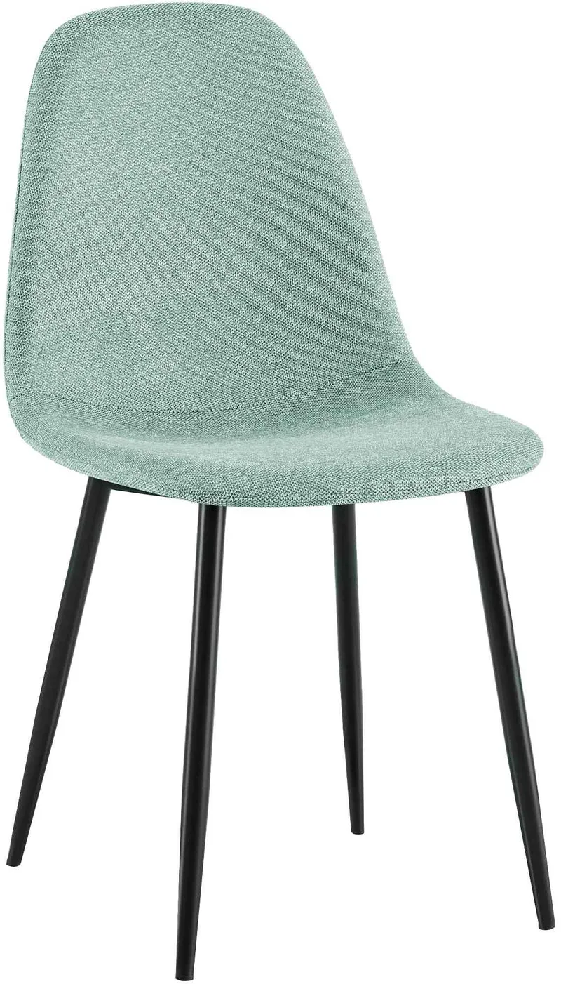 Chaise de salle à manger x1 confort rembourré & design moderne en tissu vert clair cadre en métal noir 10_0007168