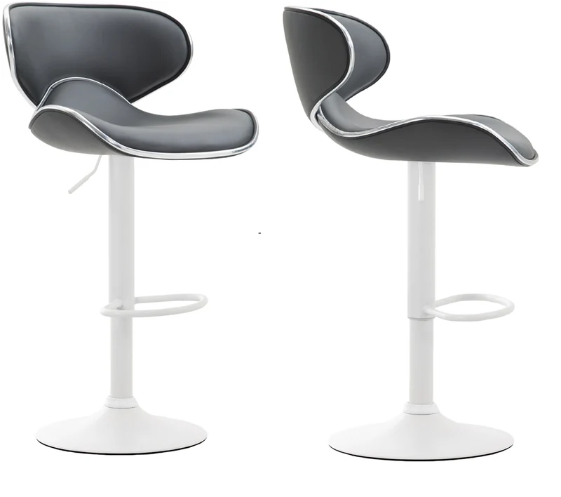 Lot de 2 tabourets de bar design contemporain pieds en métal blanc mat assise en synthétique gris 10_0000350