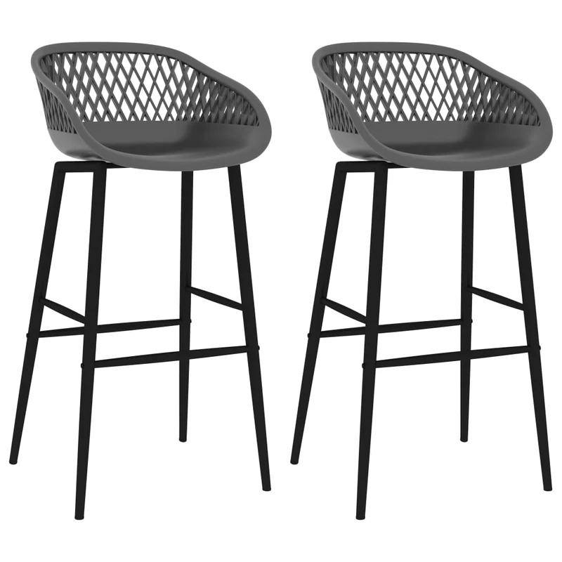 Tabourets de bar x2 chaises haute aspect de maille en PP gris et métal DEC029392