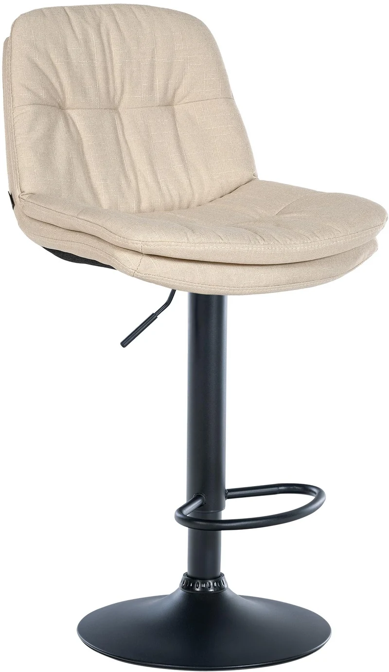 Tabouret chaise haute x1 pour cuisine et bar à assise moelleuse en tissu crème cadre en métal noir 10_0005687