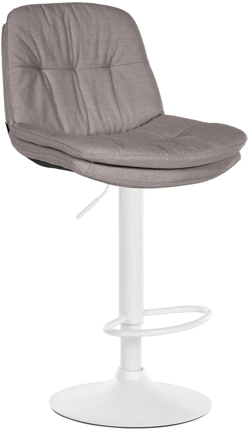 Tabouret chaise haute x1 pour cuisine et bar à assise moelleuse en tissu gris cadre en métal blanc 10_0005684