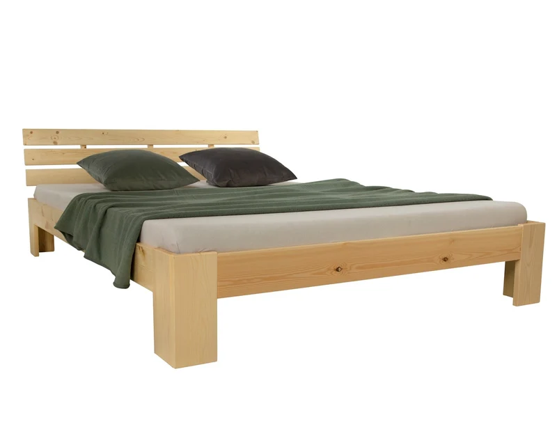 Lit double 2 personnes avec sommier à lattes en bois 180x 200cm LIT06164