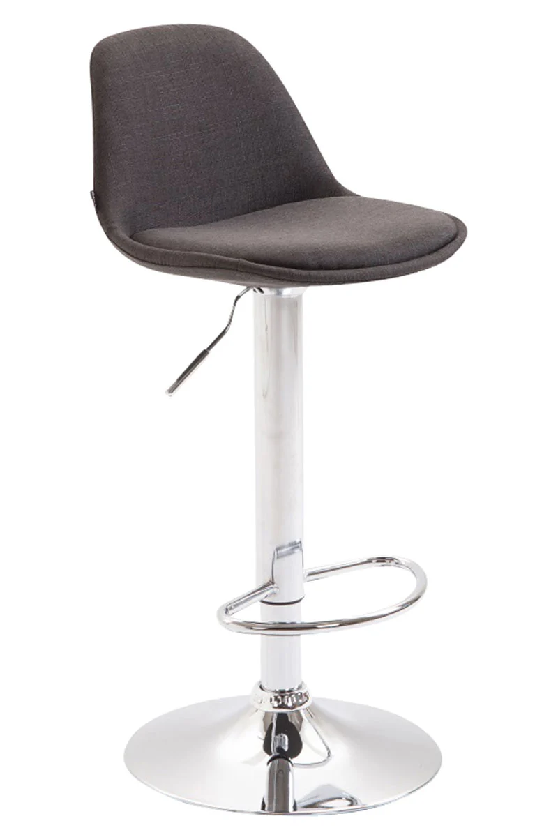 Tabouret de bar x1 moderne et confortable assise en tissu gris foncé pieds en métal chromé 10_0006091