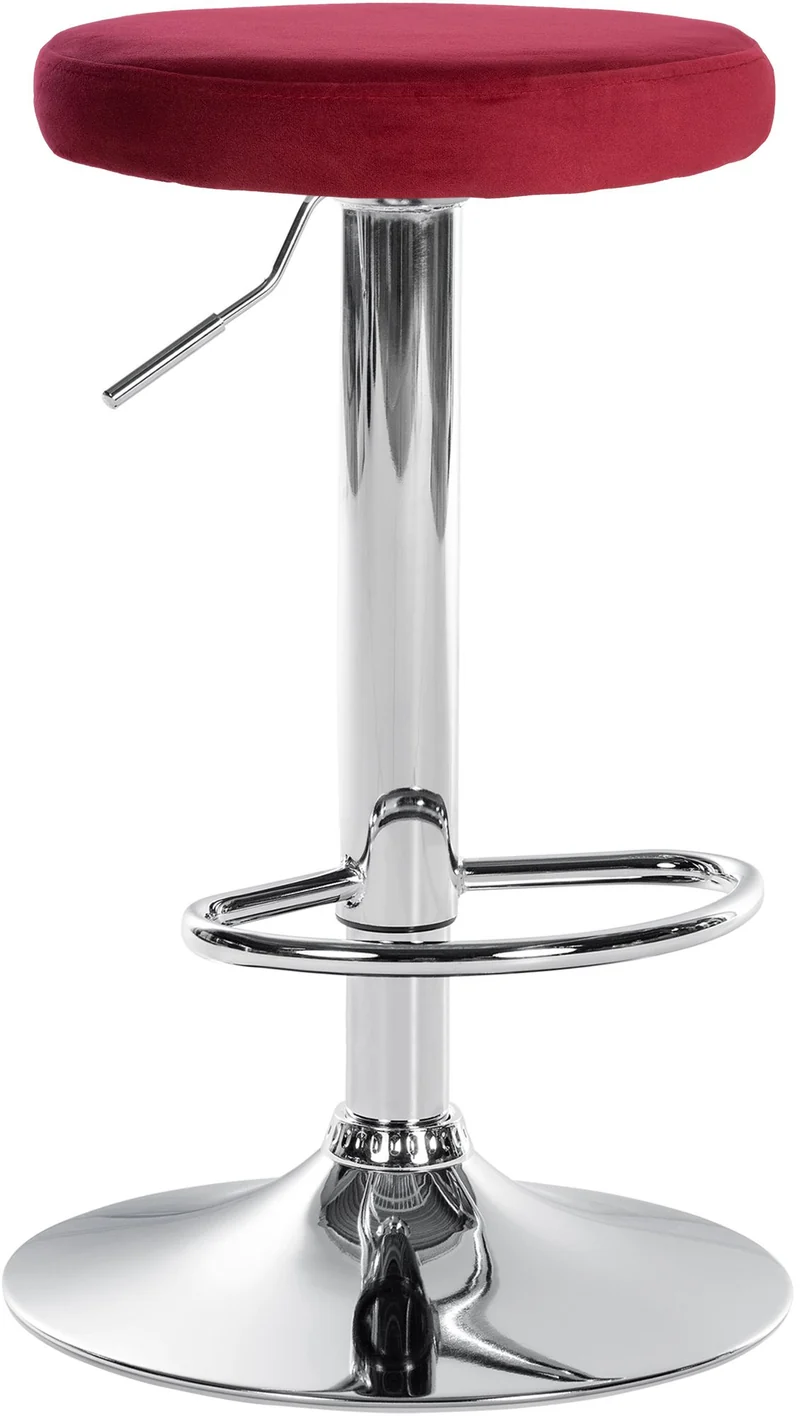 Tabouret de bar x1 design simple hauteur réglable revêtement en velours bleu pieds en métal chromé 10_0006533