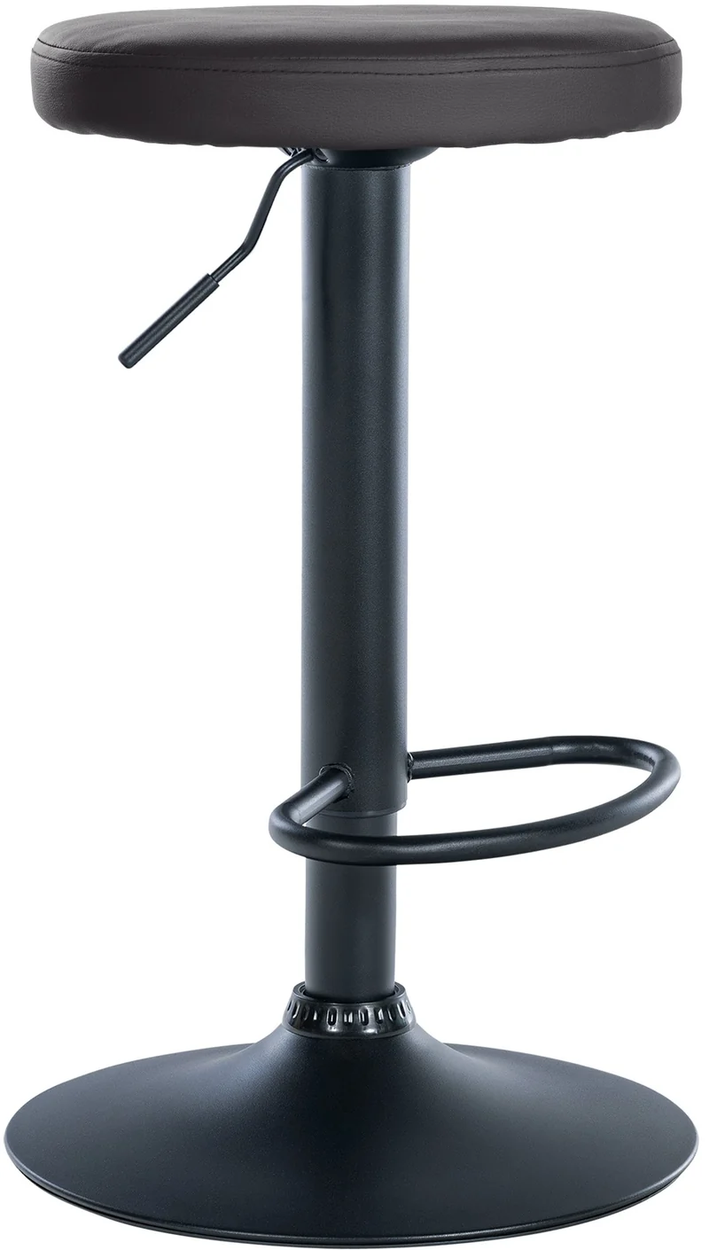 Tabouret de bar x1 design simple hauteur réglable revêtement en similicuir noir pieds en métal noir 10_0006398
