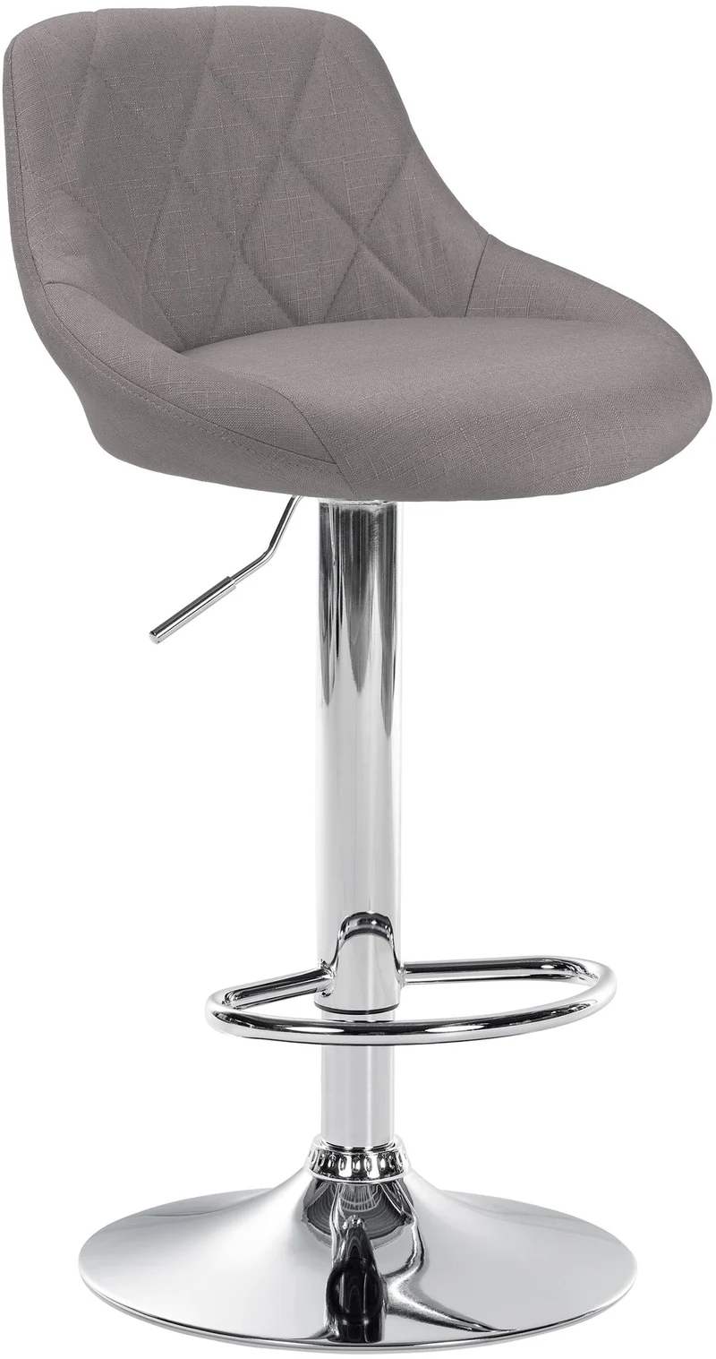 Tabouret de bar x1 pivotant hauteur réglable en tissu gris surpiqûres décoratives cadre en métal chromé 10_0005834