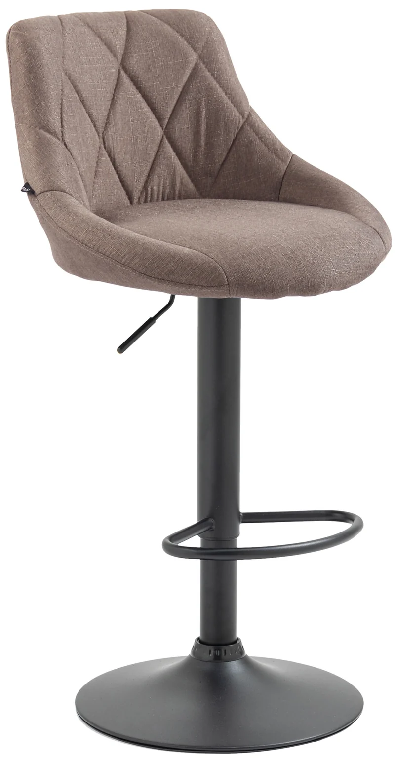 Tabouret de bar x1 pivotant hauteur réglable en tissu taupe surpiqûres décoratives cadre en métal noir 10_0005707