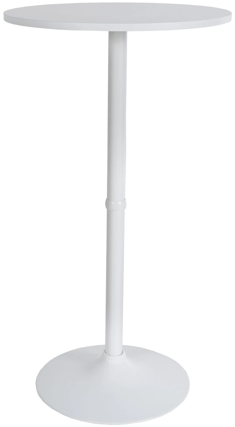 Table haute de bar bistrot plateau forme diamètre 60 cm rond en bois blanc et métal chromé blanc 10_0006339