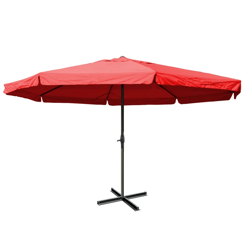 Parasol 5 m sans pied – Toile bordeaux avec volant – Aluminium 04_0008023