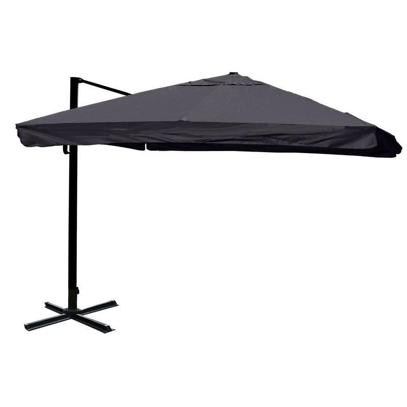 Parasol déporté 5 m – Toile polyester anthracite – Structure aluminium/acier – Sans pied 04_0007958