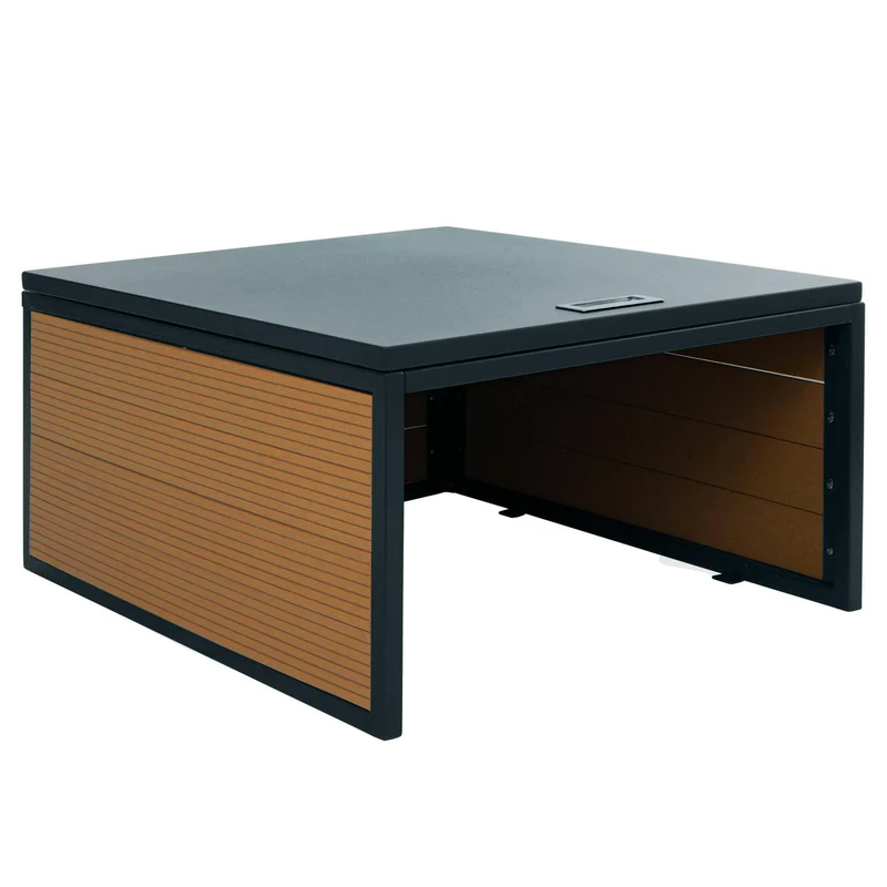 Garage pour robot tondeuse avec toit – WPC et métal – Aspect chêne – 35x60x70 cm 04_0006944