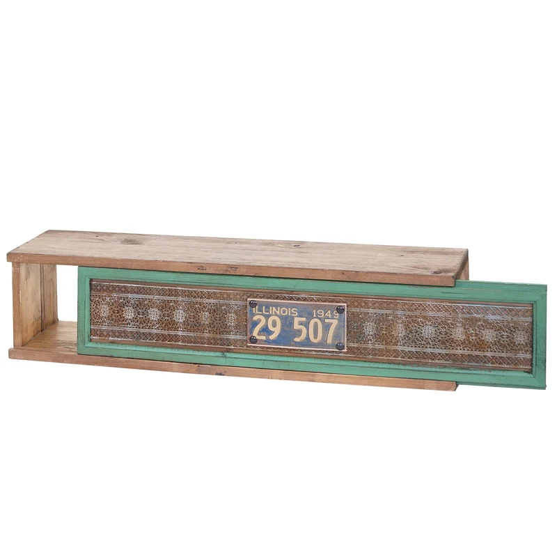 Étagère murale étagère suspendue en bois massif de pin style vintage patchwork 65 x 16 x 13 cm 04_0006787