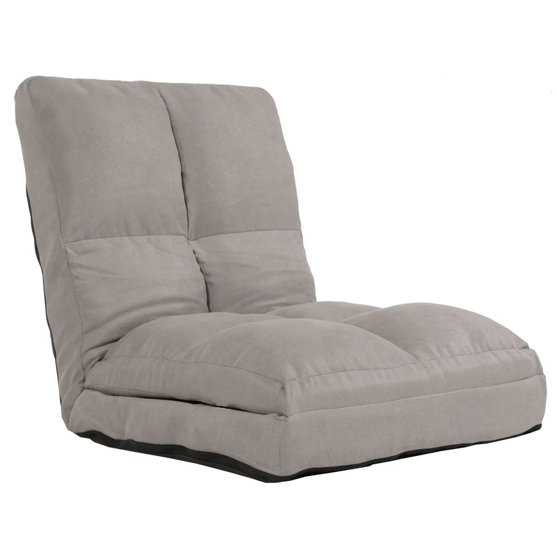 Fauteuil de sol pliant avec fonction lit cadre en acier revêtement en velours gris clair 04_0006372