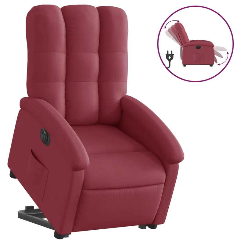Fauteuil relax TV fonction de levage électrique très confortable en tissu rouge bordeaux DEC028547