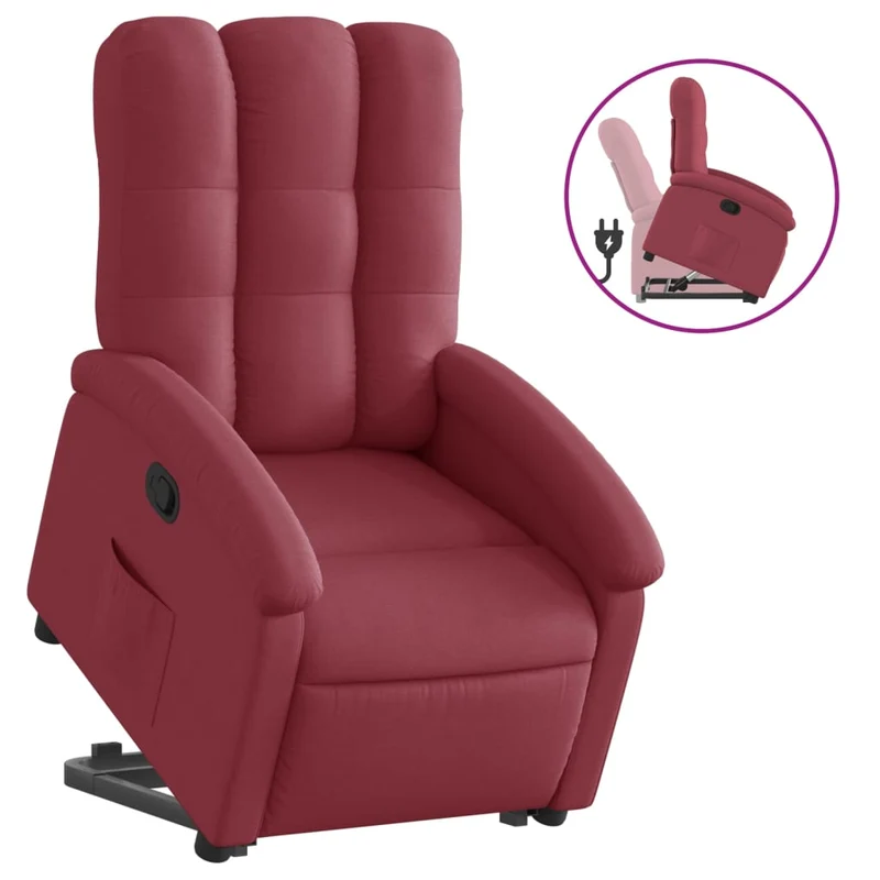 Fauteuil relax TV rembourrage confortable fonction de levage électrique en tissu rouge DEC028159