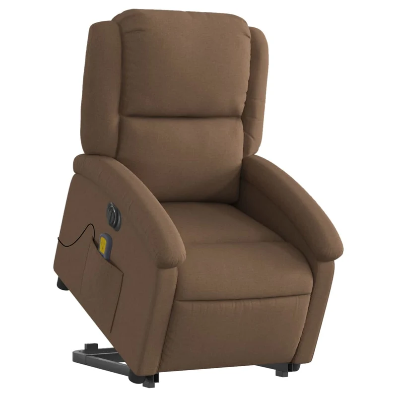 Fauteuil de relaxation fonction massage et inclinable levage électrique en tissu marron DEC027785